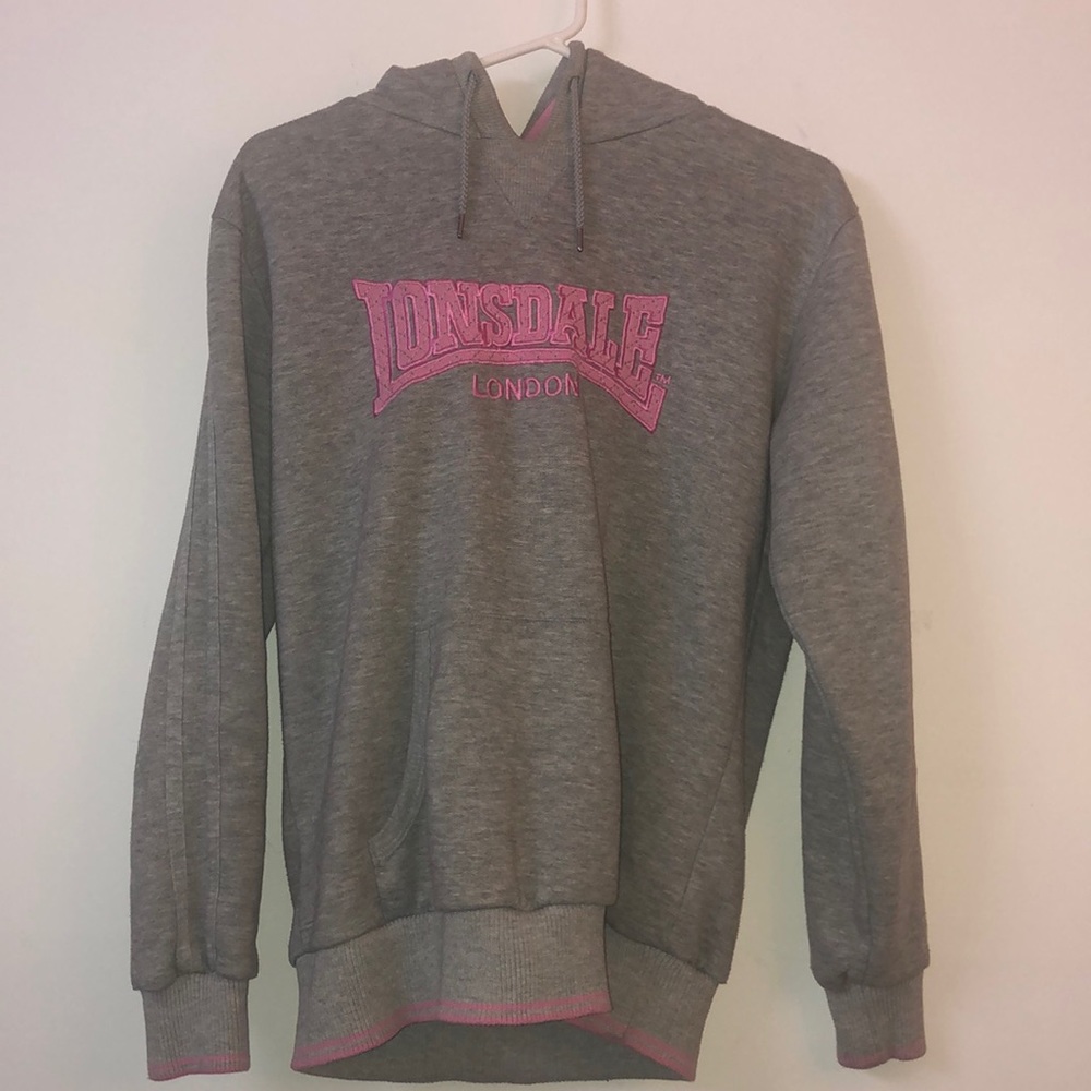 Grey & Pink Lonsdale London Jumper Hoodie